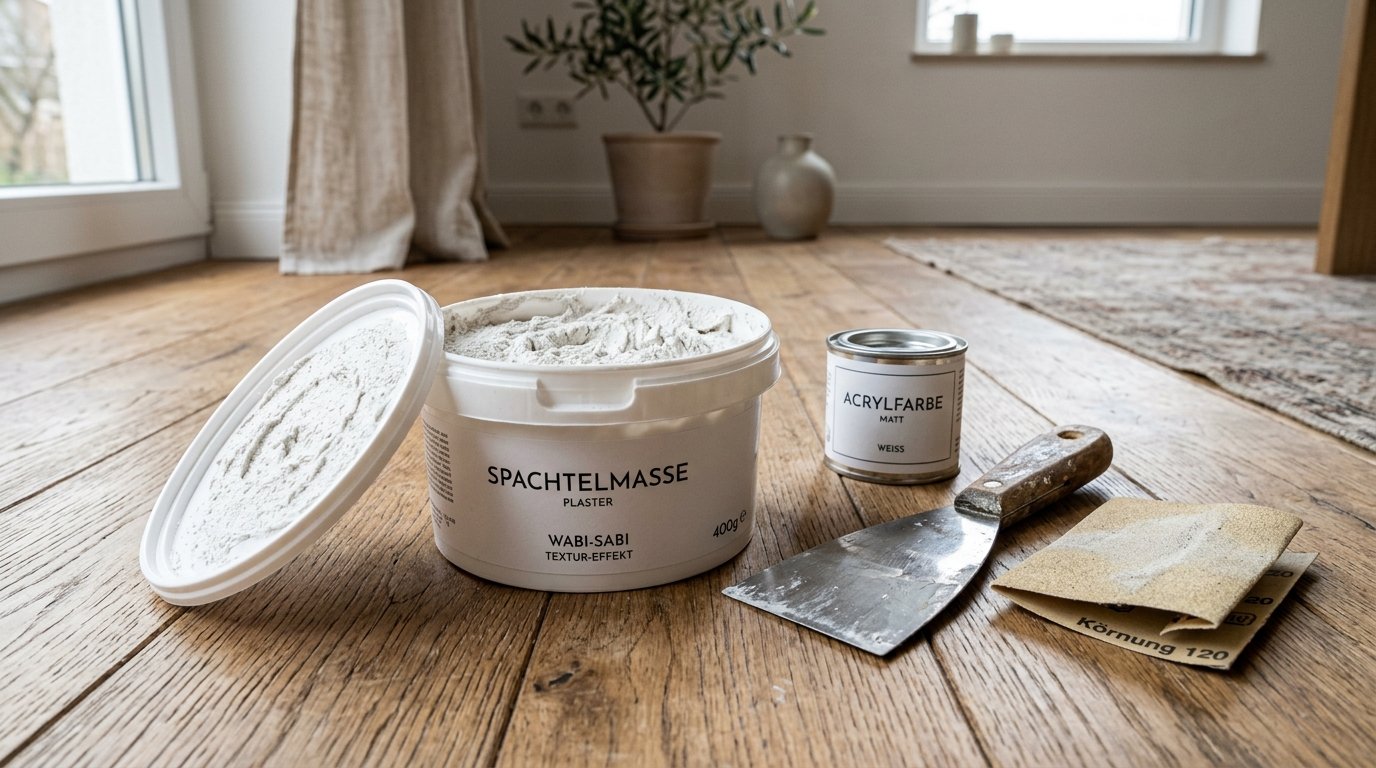 hier ist wie du einen einzigartigen wabi-sabi couchtisch mit spachtelmasse und acrylfarbe selbst gestaltest und dabei bewusst imperfektionen wie risse und unebenheiten nutzt