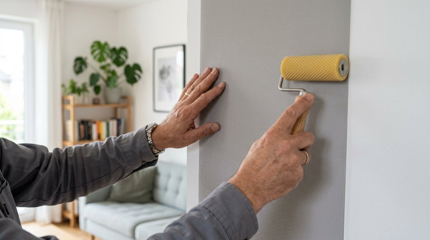entdecken Sie die professionelle Handbewegung für perfekt glatte Tapeten - das Geheimnis gegen Wellen und Blasen an der Wand