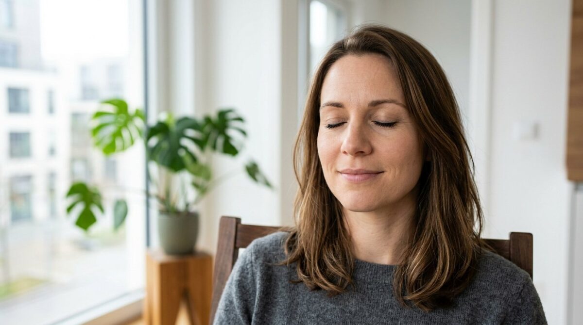 entdecken Sie, wie Sie mit nur fünf Minuten bewusster Entspannung Ihr Stresshormon Cortisol senken und innere Ruhe ohne Gedankenkampf finden