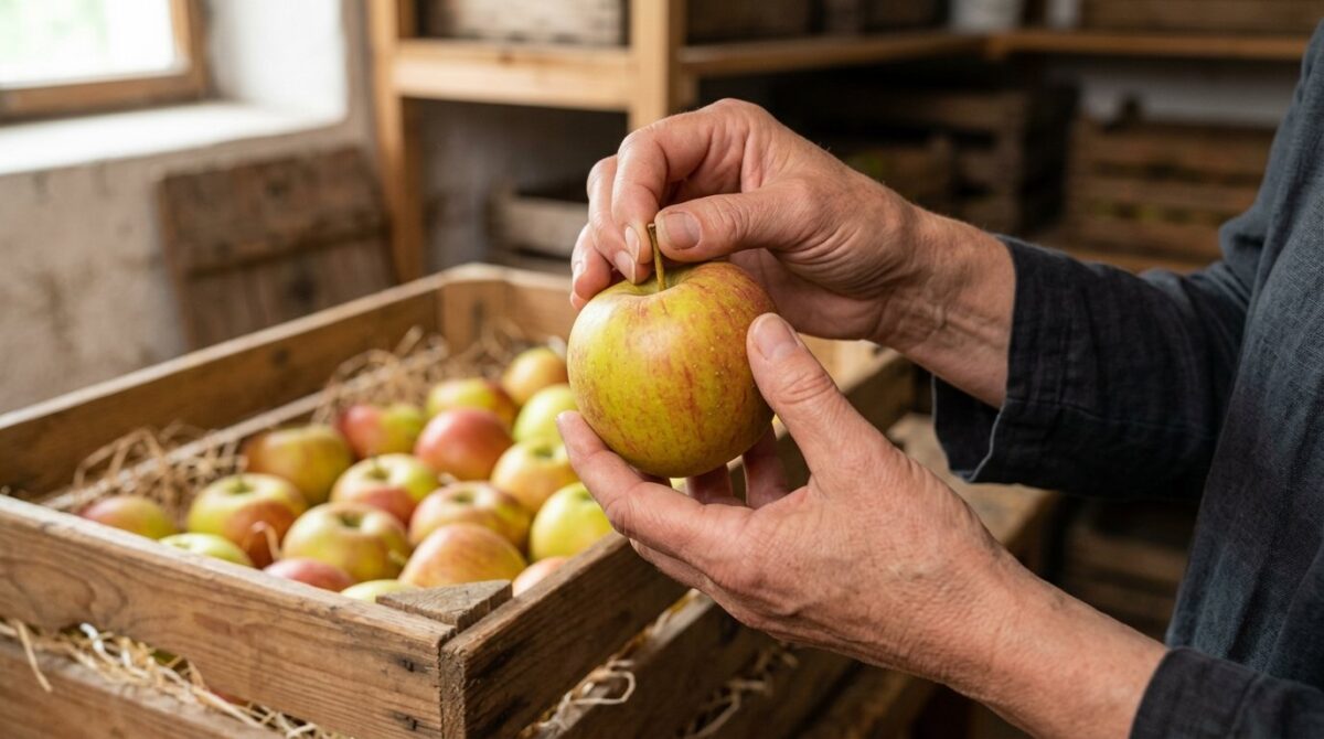 entdecken Sie die alte Obstgarten-Technik für fehlerlose Herbstfrüchte im Keller – ein bewährtes Lagerungsgeheimnis unserer Großeltern ohne teure Ausrüstung
